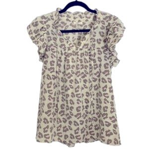 Entro Flutter Sleeve Leopard Top, Size S